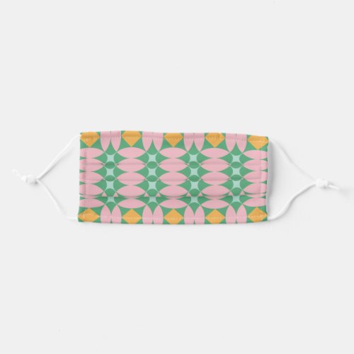 Retro Mid Century Mod Shapes Pattern  Pink Green  Adult Cloth Face Mask