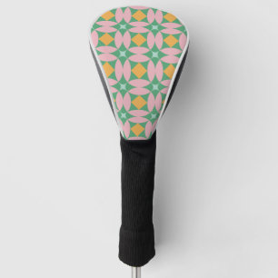 Retro Mid Century Mod Shapes Pattern Pink Green Golf Head Cover