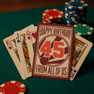 Retro Mid-Century Modern 45th Birthday Poker Cards