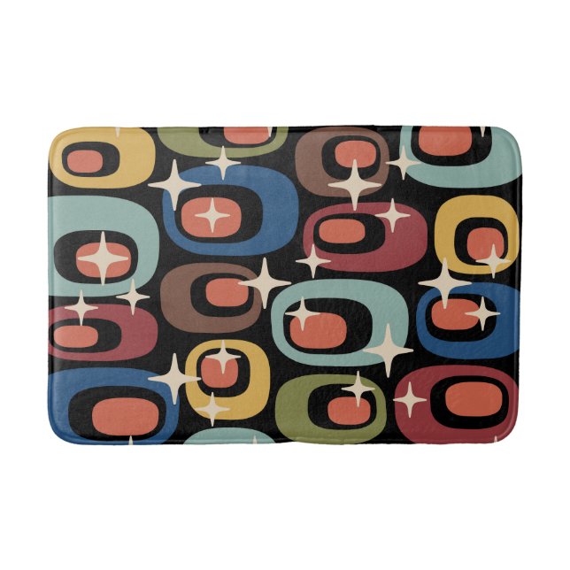 Retro Mid Century Modern Abstract Bath Mat (Front)