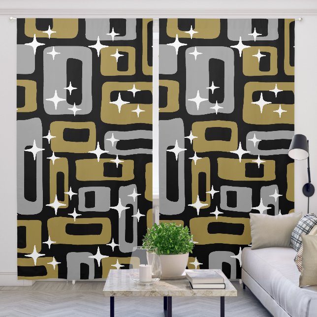 Retro Mid Century Modern Abstract Blackout Curtains (Living Room)