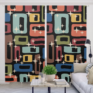 Retro Mid Century Modern Abstract Blackout Curtains