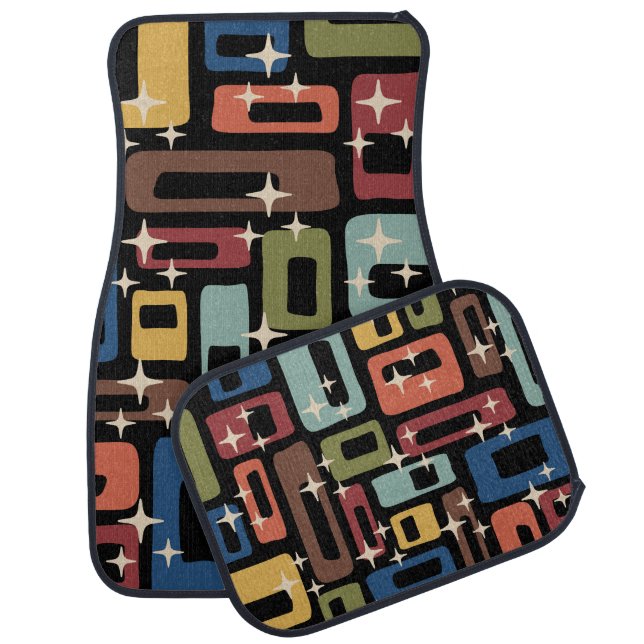 Retro Mid Century Modern Abstract Car Floor Mat (Set)
