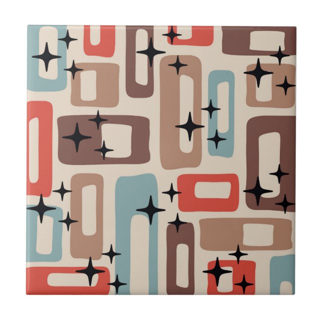 Retro Mid Century Modern Abstract Ceramic Tile (Front)