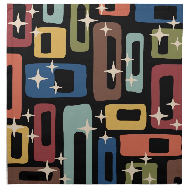 Retro Mid Century Modern Abstract Cloth Napkin (Front)