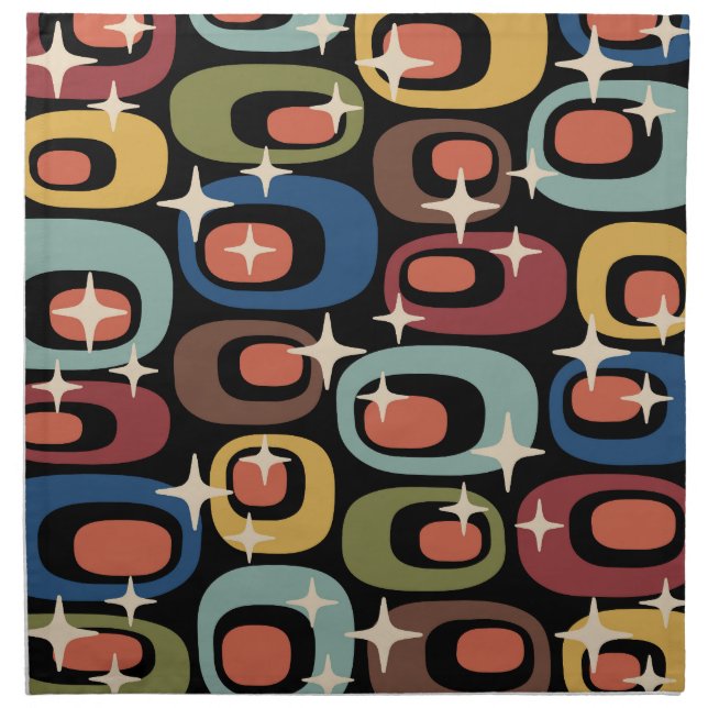 Retro Mid Century Modern Abstract Cloth Napkin (Front)
