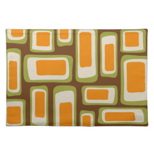 Retro Mid Century Modern Abstract Cloth Placemat