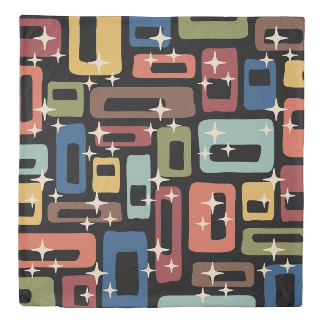 Retro Mid Century Modern Abstract Duvet Cover (Front)