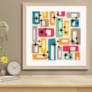 Retro Mid Century Modern Abstract Framed Art