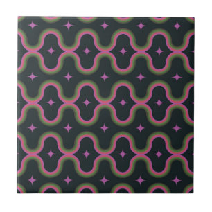 Retro Mid Century Modern Abstract Geometric Ceramic Tile