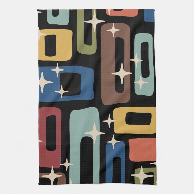 Retro Mid Century Modern Abstract Kitchen Towel (Vertical)