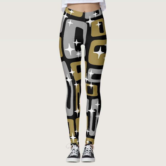 Retro Mid Century Modern Abstract Leggings (Front)