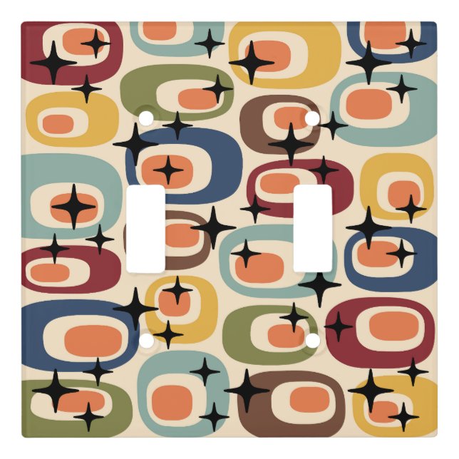 Retro Mid Century Modern Abstract Light Switch Cover (Front)
