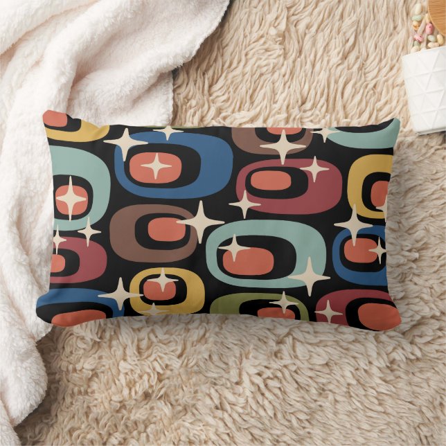 Retro Mid Century Modern Abstract Lumbar Pillow (Blanket)