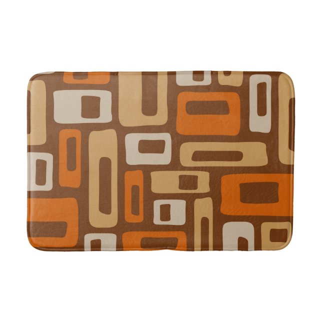 Retro Mid Century Modern Abstract Pattern Bath Mat (Front)