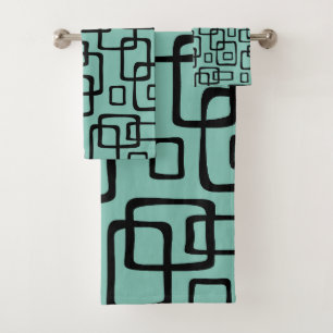 Retro Mid Century Modern Abstract Pattern Bath Towel Set