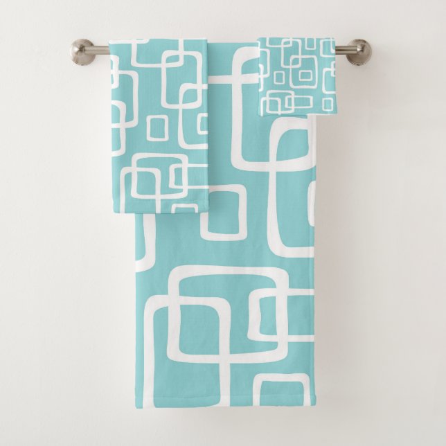 Retro Mid Century Modern Abstract Pattern Bath Towel Set (Insitu)