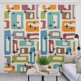 Retro Mid Century Modern Abstract Pattern Blackout Curtains