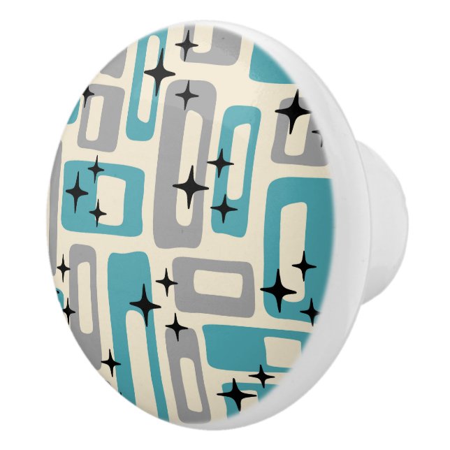 Retro Mid Century Modern Abstract Pattern Ceramic Knob (Right)
