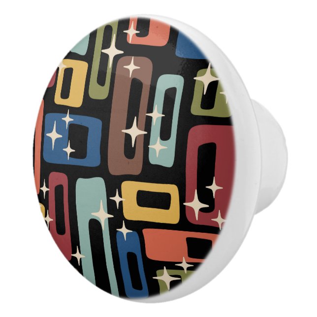Retro Mid Century Modern Abstract Pattern Ceramic Knob (Right)