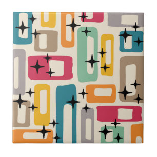 Retro Mid Century Modern Abstract Pattern Ceramic Tile