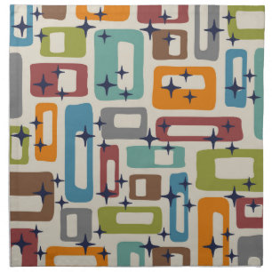 Retro Mid Century Modern Abstract Pattern Cloth Napkin
