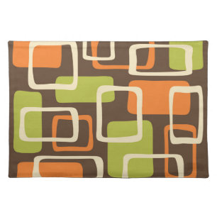 Retro Mid Century Modern Abstract Pattern Cloth Placemat