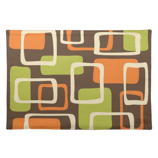 Retro Mid Century Modern Abstract Pattern Cloth Placemat (Front)