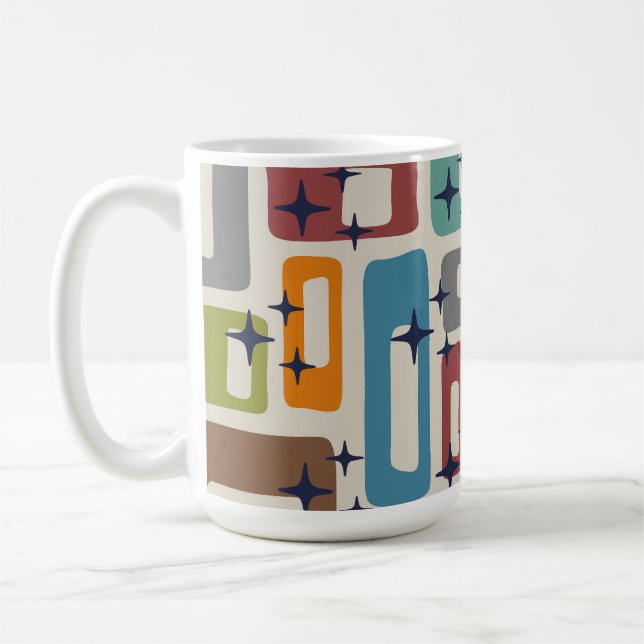 Retro Mid Century Modern Abstract Pattern Coffee Mug (Left)