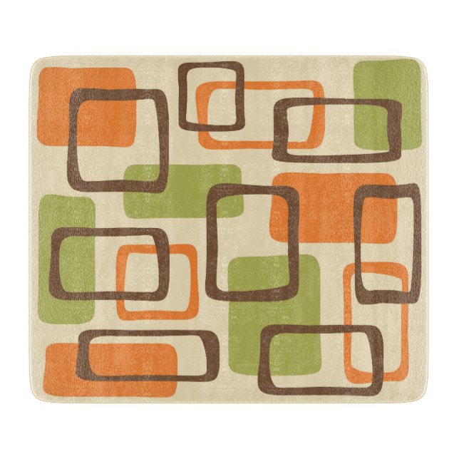 Retro Mid Century Modern Abstract Pattern Cutting Board (Front)