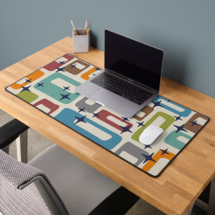 Retro Mid Century Modern Abstract Pattern Desk Mat