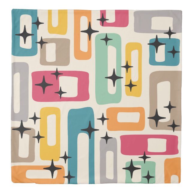 Retro Mid Century Modern Abstract Pattern Duvet Cover (Front)