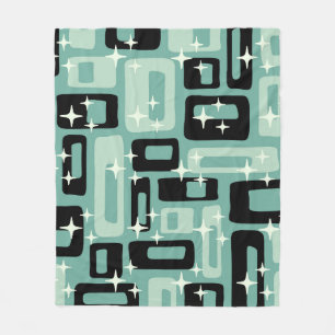 Retro Mid Century Modern Abstract Pattern Fleece Blanket