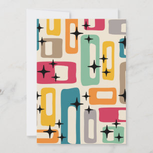 Retro Mid Century Modern Abstract Pattern Invitation