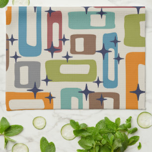 Retro Mid Century Modern Abstract Pattern Kitchen Towel