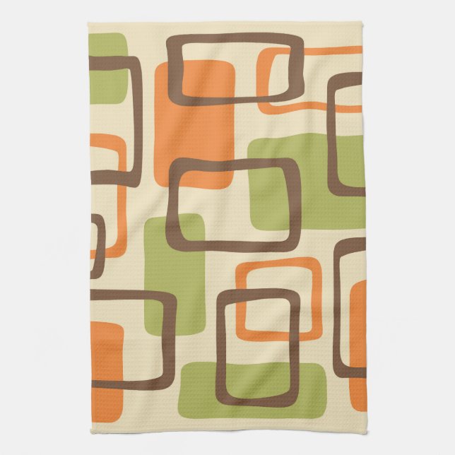 Retro Mid Century Modern Abstract Pattern Kitchen Towel (Vertical)