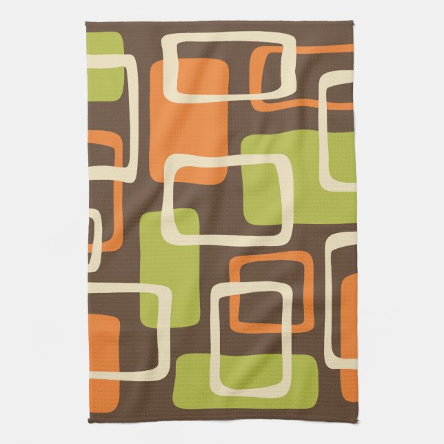 Retro Mid Century Modern Abstract Pattern Kitchen Towel (Vertical)
