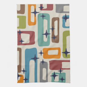Retro Mid Century Modern Abstract Pattern Kitchen Towel