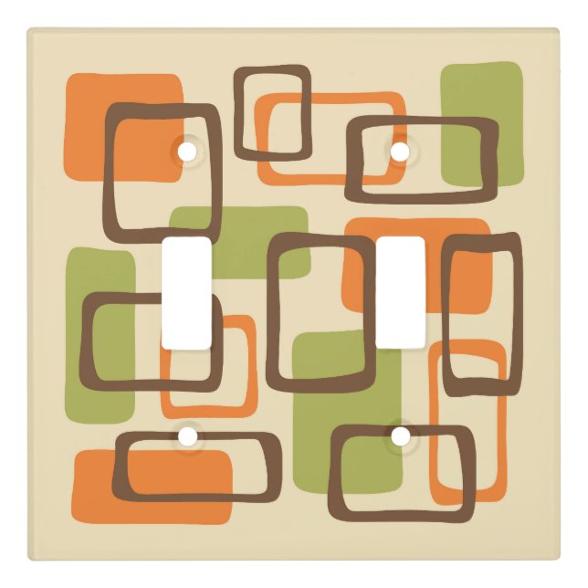 Retro Mid Century Modern Abstract Pattern Light Switch Cover (Front)