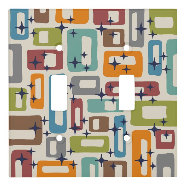 Retro Mid Century Modern Abstract Pattern Light Switch Cover (Front)