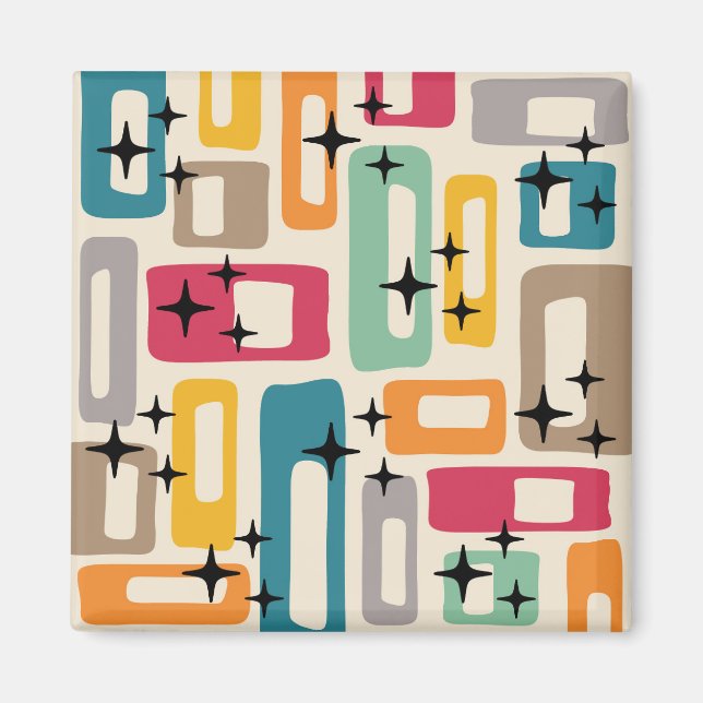 Retro Mid Century Modern Abstract Pattern Magnet (Front)