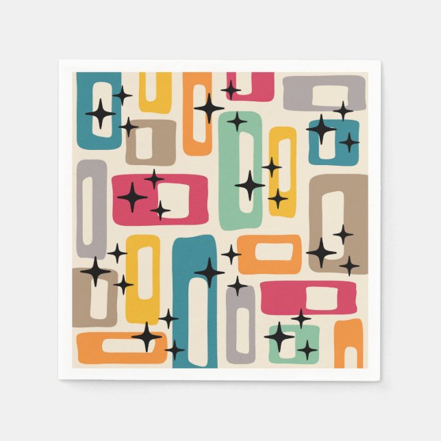 Retro Mid Century Modern Abstract Pattern Napkins (Front)
