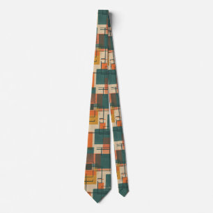 Retro Mid Century Modern Abstract Pattern Neck Tie
