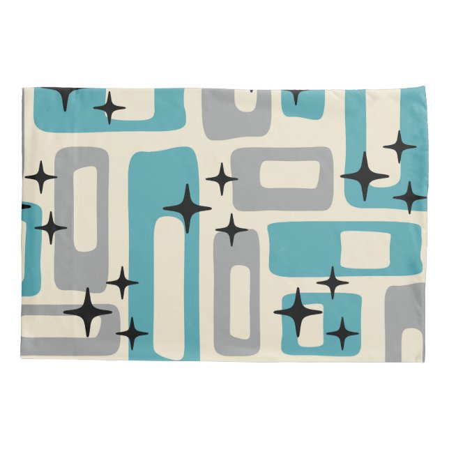 Retro Mid Century Modern Abstract Pattern Pillow Case (Back)