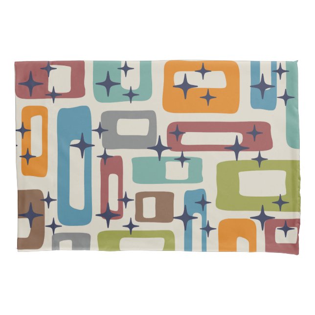 Retro Mid Century Modern Abstract Pattern Pillow Case (Front-Left)