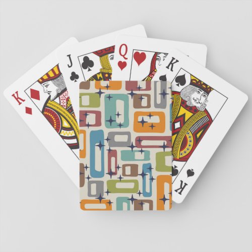 Retro Mid Century Modern Abstract Pattern Poker Cards