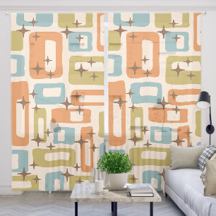 Retro Mid Century Modern Abstract Pattern Sheer Curtains