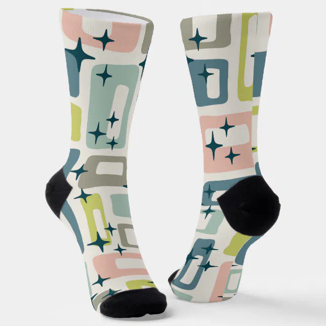 Retro Mid Century Modern Abstract Pattern Socks | Zazzle