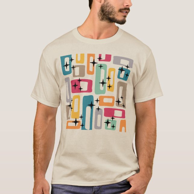 Retro Mid Century Modern Abstract Pattern T-Shirt (Front)