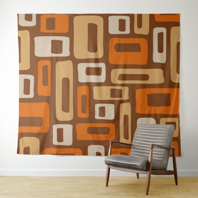 Retro Mid Century Modern Abstract Pattern Tapestry (In Situ (Horizontal))